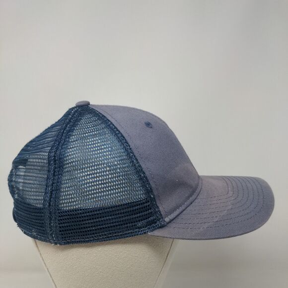 USA Flag Embroidered Snapback Trucker Hat Blue One Size Embroidered Mesh Back - Picture 4 of 8